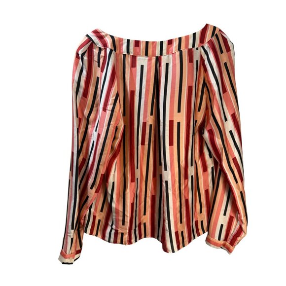 Worthington Womens Striped Blouse Long Sleeve Multicolor Lightweight Size Large - Picture 3 of 6